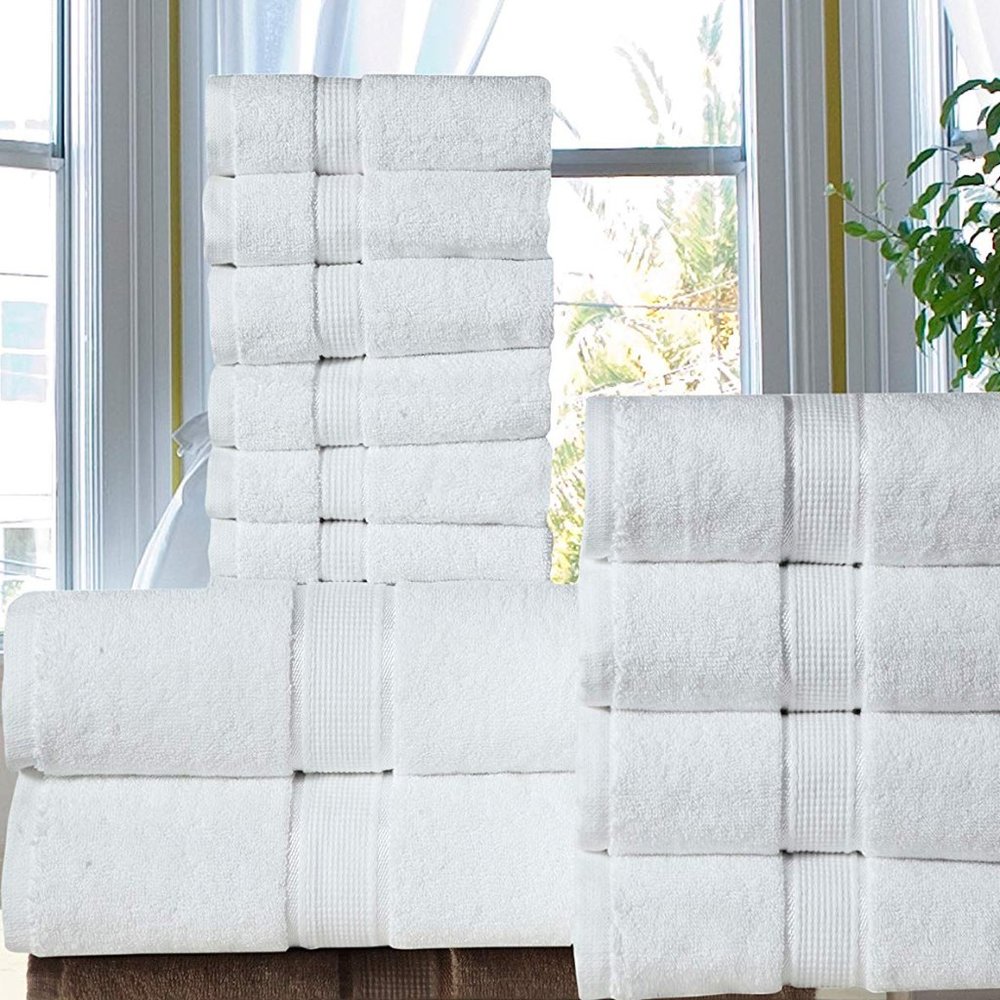 100% Cotton Bath Towels 600 GSM 12PC